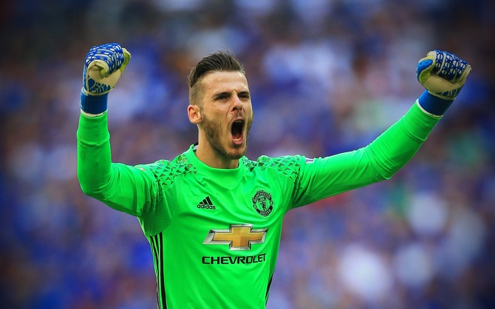 David De Gea celebrates for Manchester United