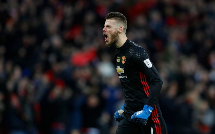 David De Gea celebrates for Manchester United