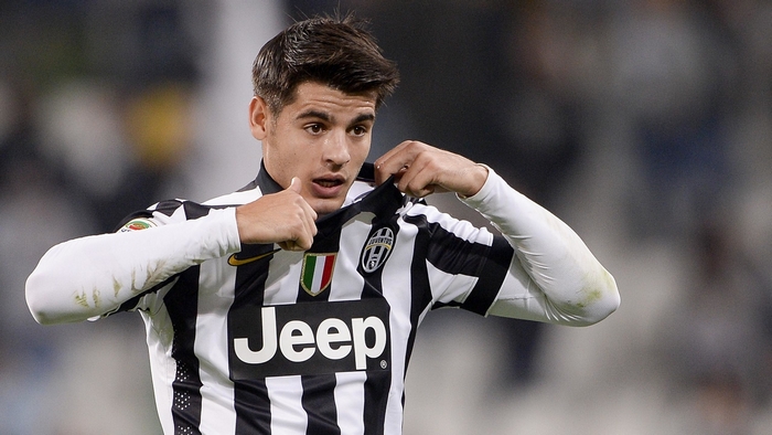 Álvaro Morata in Juventus F.C. black and white jersey