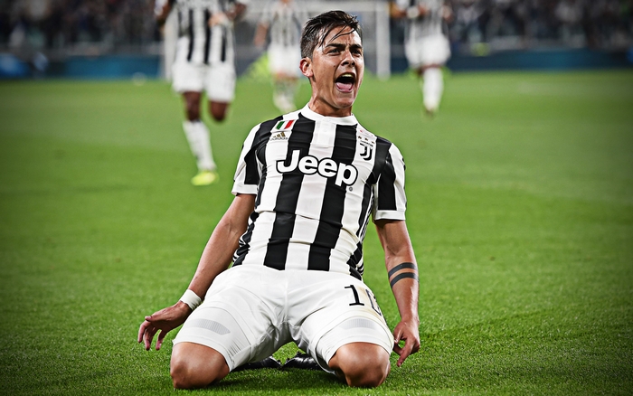 Paulo Dybala celebrates for Juventus F.C. on the field