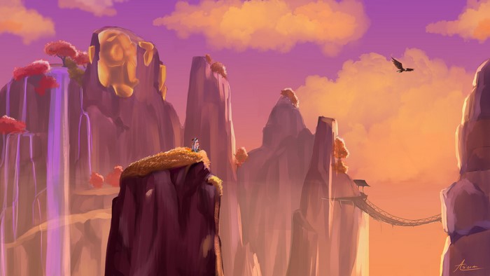 Liyue (Genshin Impact) Golden Sunset over Majestic Mountains