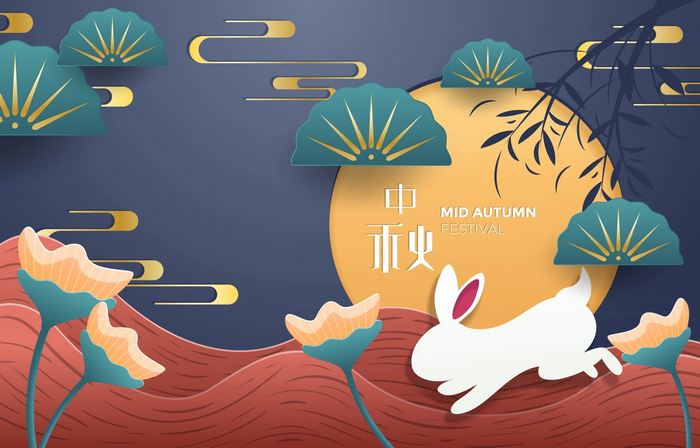 Mid-Autumn Festival Moon and Rabbit Illustration