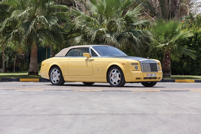 Yellow Rolls-Royce Phantom convertible luxury car 4K
