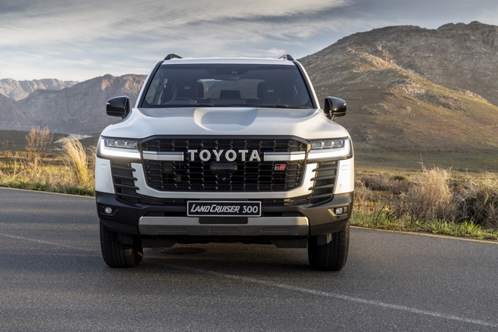 White Toyota Land Cruiser GR-S SUV on road