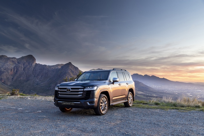 Toyota Land Cruiser 300 SUV at scenic mountain overlook