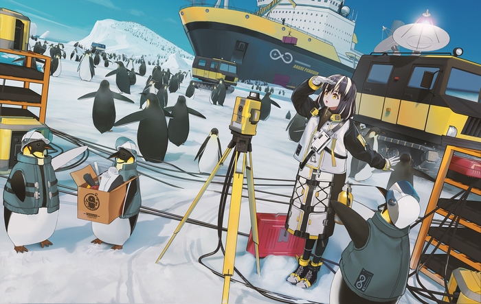 Magallan and penguins at the Anare Penguin research station