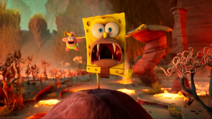 SpongeBob SquarePants screaming in The Cosmic Shake 4K