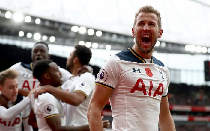 Harry Kane celebrates goal for Tottenham Hotspur F.C.