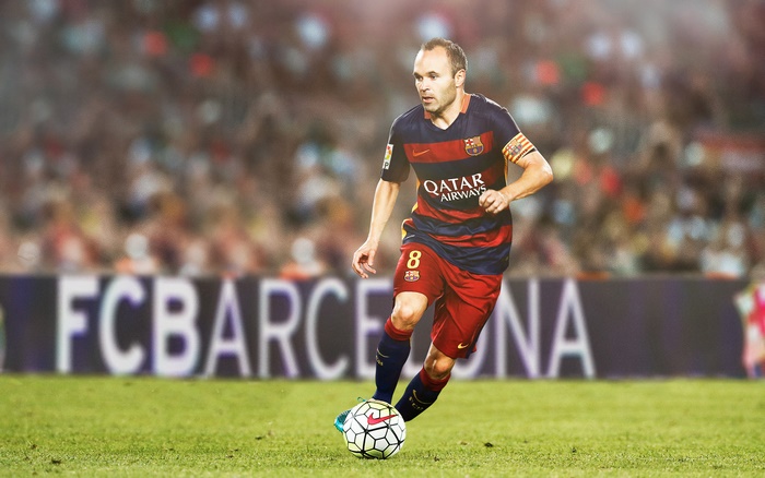 Andrés Iniesta dribbling for FC Barcelona