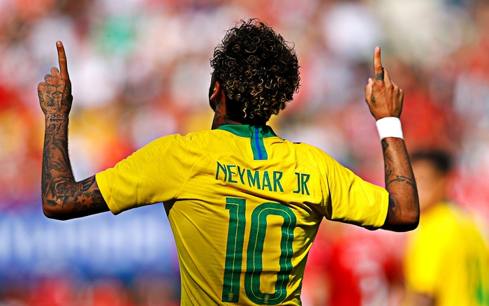 Neymar Jr. celebrates in Brazil's number 10 jersey