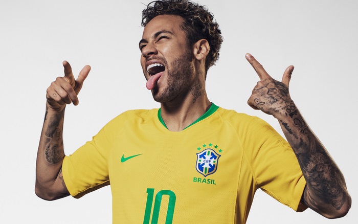 Neymar's playful pose in Brazil National Team jersey