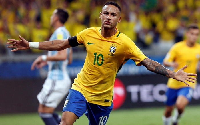 Neymar celebrates for Brazil National Football Team
