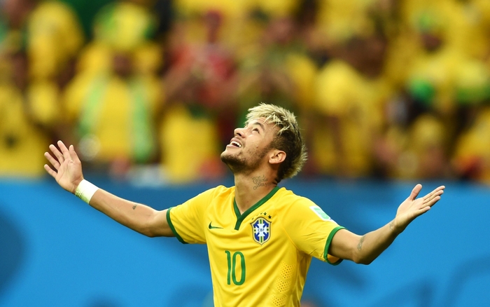 Neymar celebrates for Brazil National Football Team