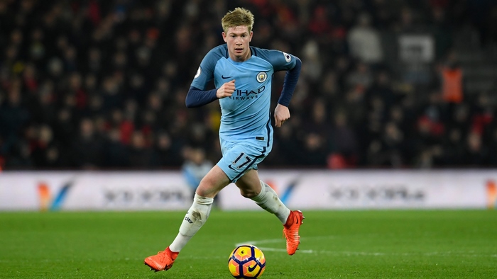 Kevin De Bruyne running with ball for Manchester City