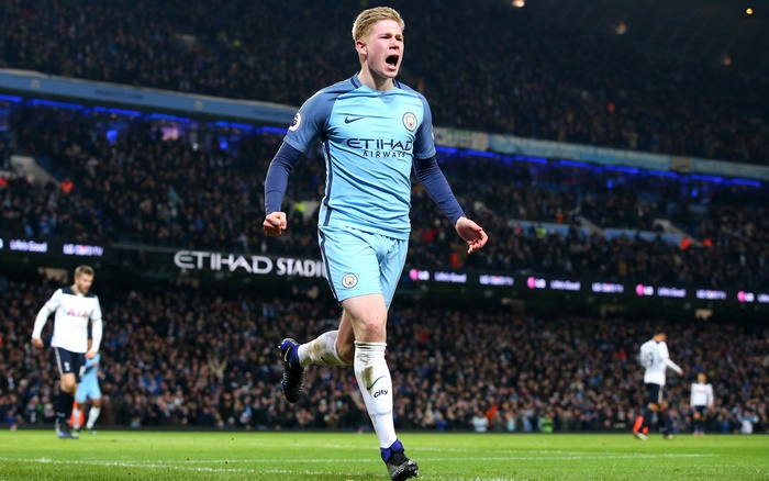 Kevin De Bruyne celebrates for Manchester City in 4K