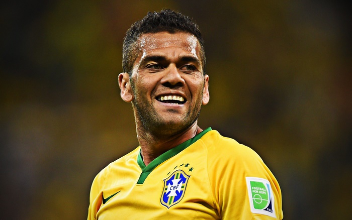 Dani Alves of Brazil National Football Team smiling