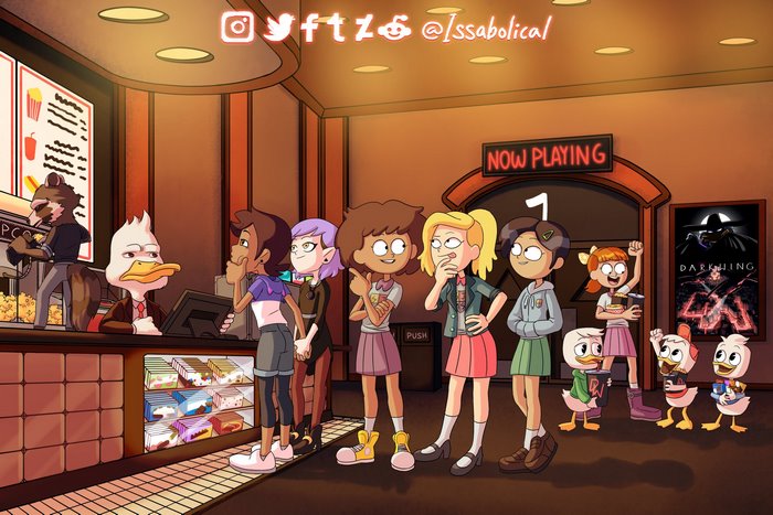 Amity Blight and Disney Ducks at the movie theater