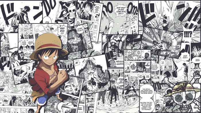 Monkey D. Luffy in One Piece Manga Collage