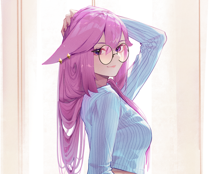 Yae Miko Elegant Portrait with Glasses
