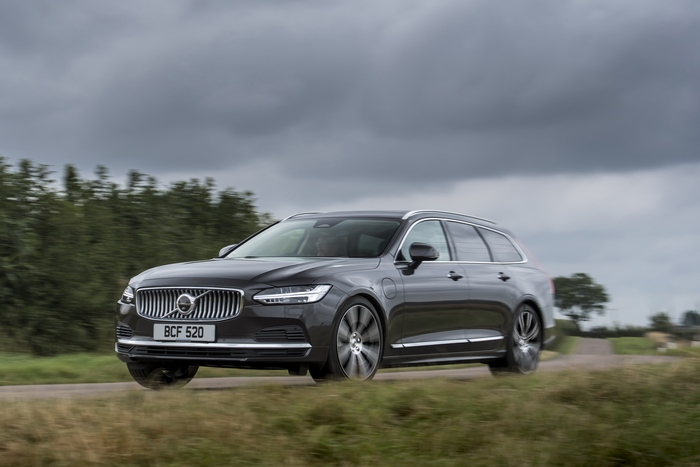 Volvo V90 T6 AWD luxury wagon in motion