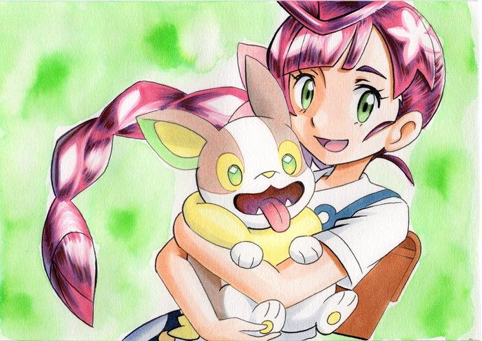 Chloe and Yamper watercolor art