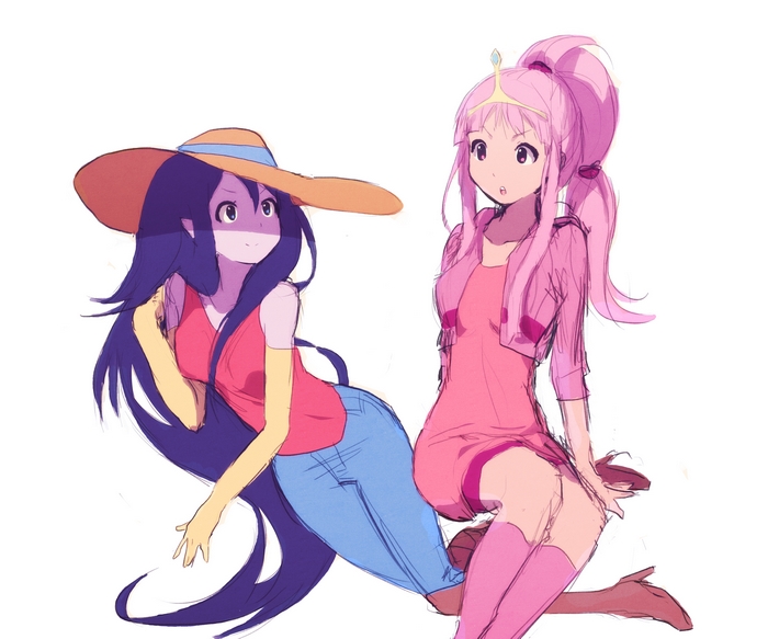 Adventure Time Marceline and Princess Bubblegum anime art