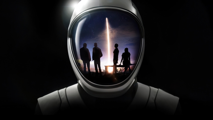 Inspiration4: Astronaut helmet reflects rocket launch