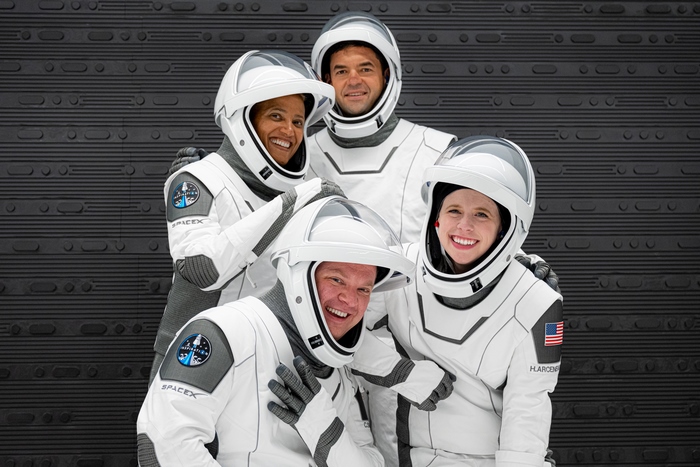 Inspiration4 Crew in SpaceX Suits