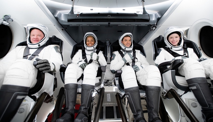 Inspiration4 crew smiling in their spacesuits