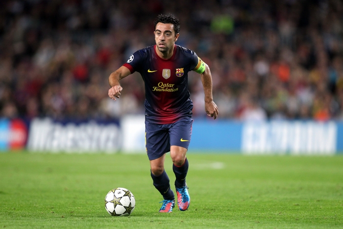 Xavi playing football for FC Barcelona
