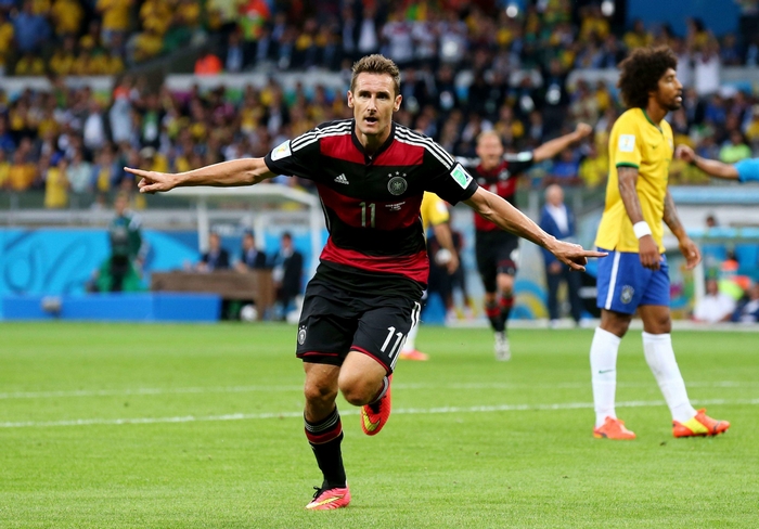 Miroslav Klose celebrates goal for Germany