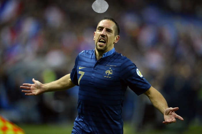 Franck Ribéry celebrates for France National Football Team