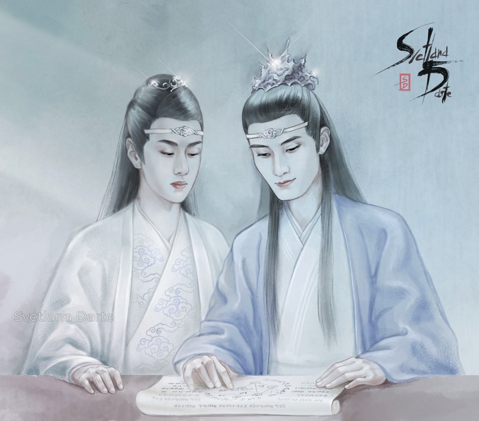 The Untamed: Lan Wangji and Lan Xichen studying
