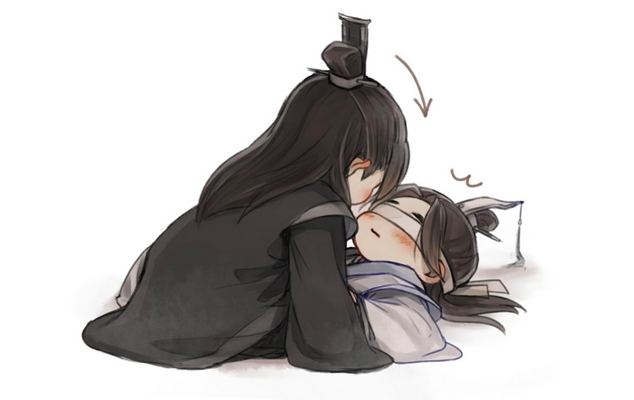 Chibi Song Lan nuzzling Xiao Xingchen from Mo Dao Zu Shi
