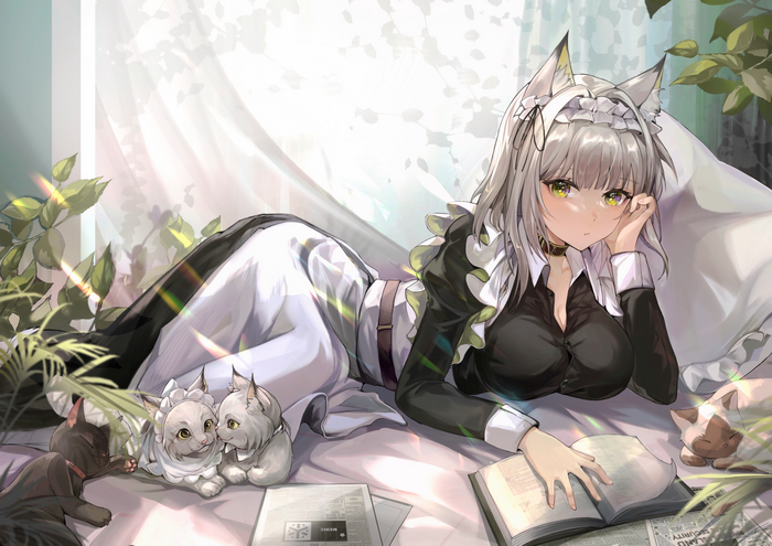 Kaltsit Maid Relaxing with Her Cats