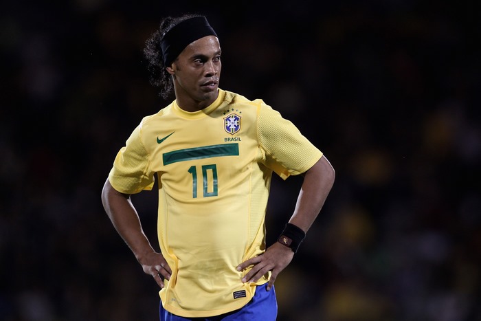 Ronaldinho wearing Brazil's number 10 jersey