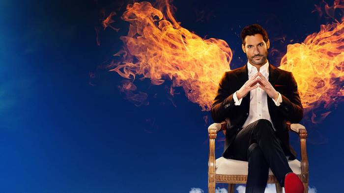 Lucifer Morningstar (Tom Ellis) with flames