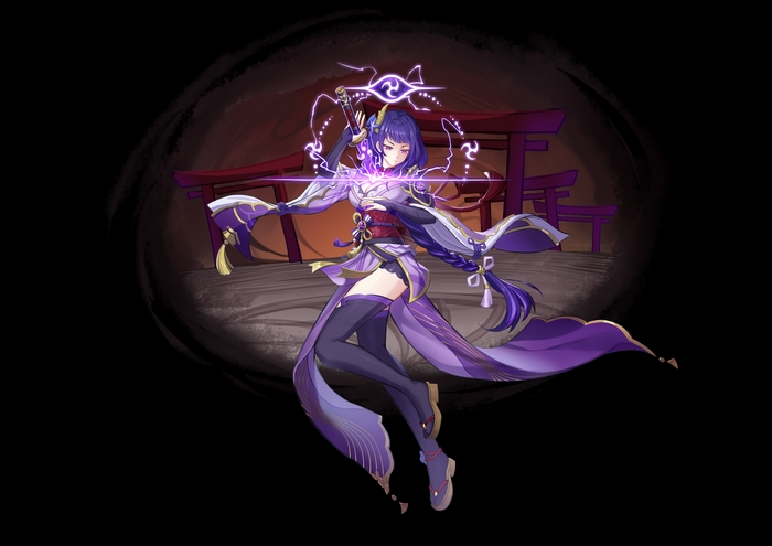 Raiden Shogun unleashing electro power in Genshin Impact