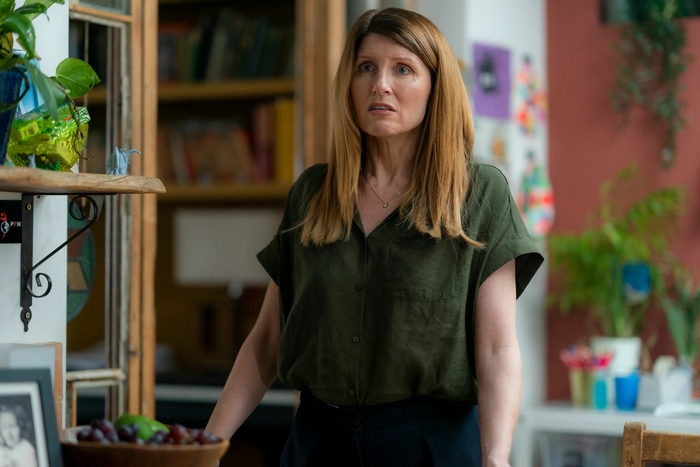 Sharon Horgan looking surprised indoors