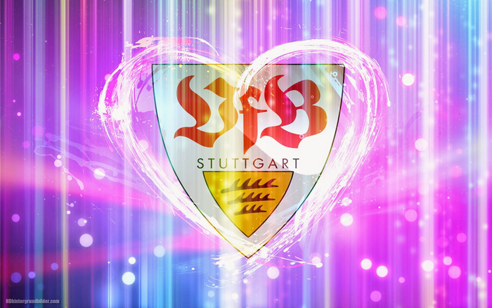 VfB Stuttgart Logo in Heart on Vibrant Background