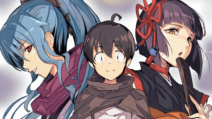Tsukimichi: Makoto Misumi with Mio and Tomoe
