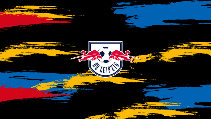 RB Leipzig Logo with Red Yellow Blue Paint Strokes
