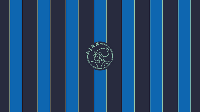 AFC Ajax logo on blue striped background