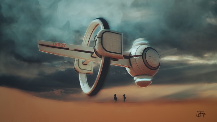Desert Sightseers and the Hovering Ring Ship