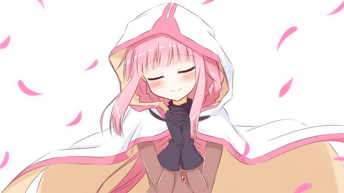 Iroha Tamaki smiling gently with falling petals