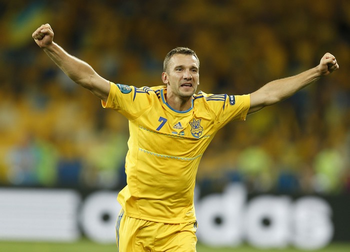 Andriy Shevchenko celebrates for Ukraine National Team