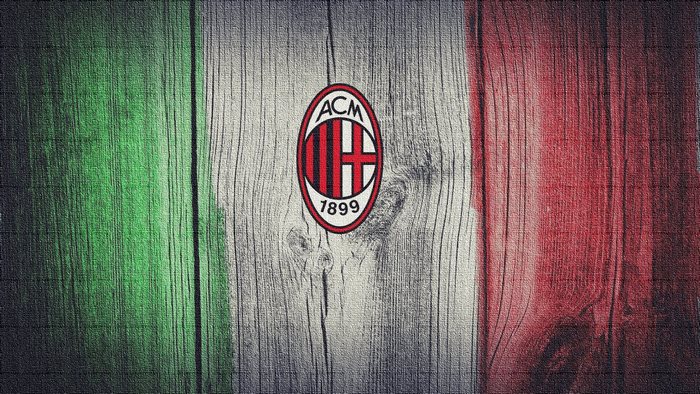 A.C. Milan Logo on Italian Flag Wood Texture