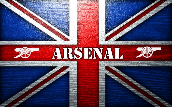 Arsenal F.C. Logo on Union Jack Flag