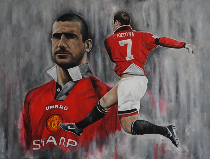 Eric Cantona Manchester United Action Portrait Painting