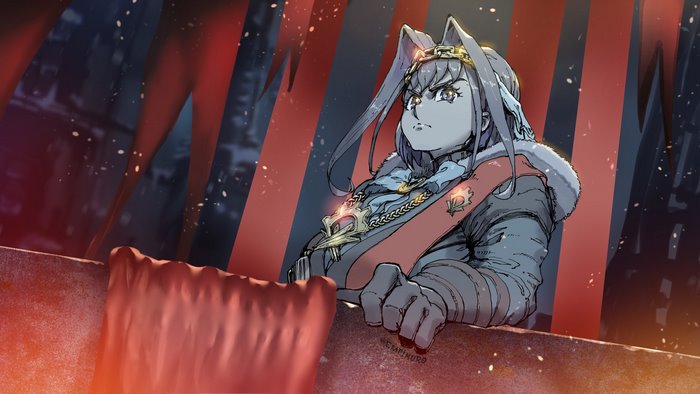 Ouro Kronii: Frostpunk leader overlooking a frozen city